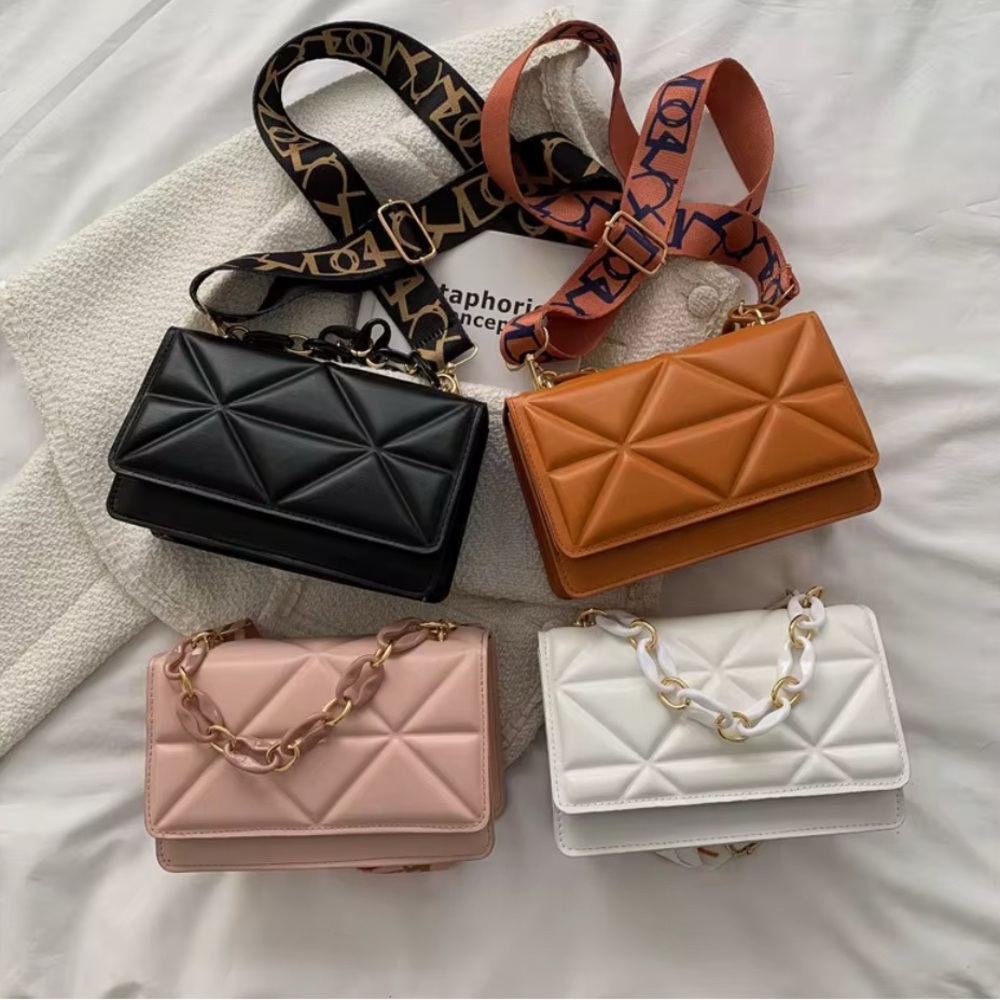 Casual HandBag - wide shoulder strap. Small Bag. Black, Tan, Pink, White & Green